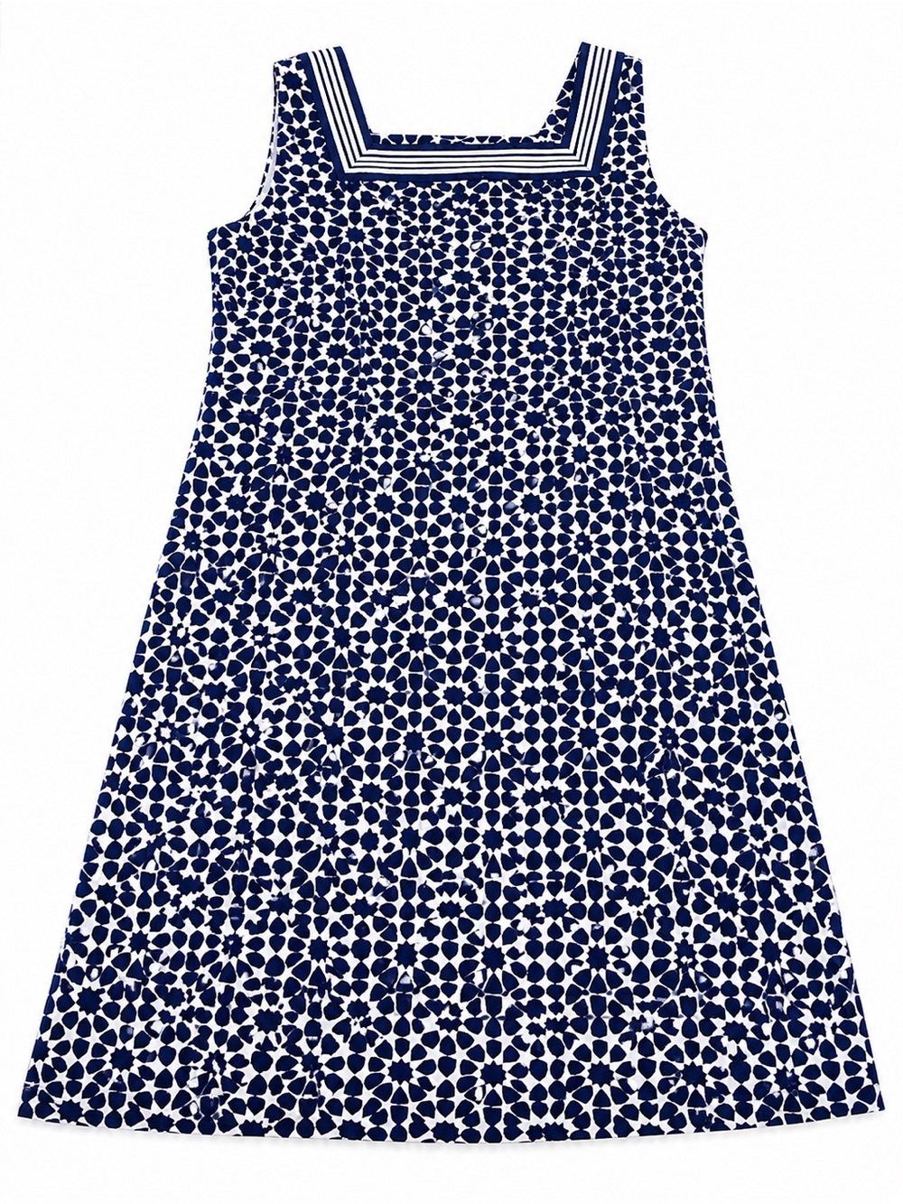 Talbots Navy and White Square-Neck Casual Sundress